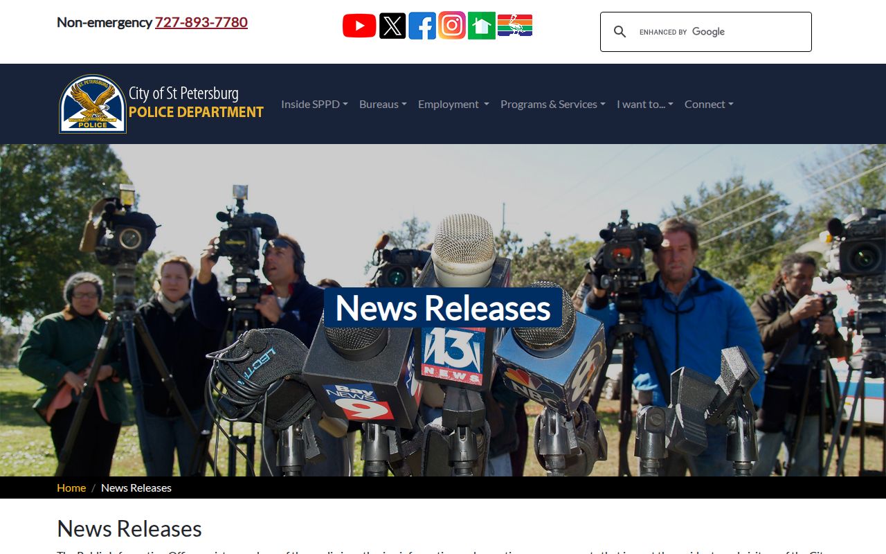St. Petersburg Police selective news releases for Pinellas County arrest records